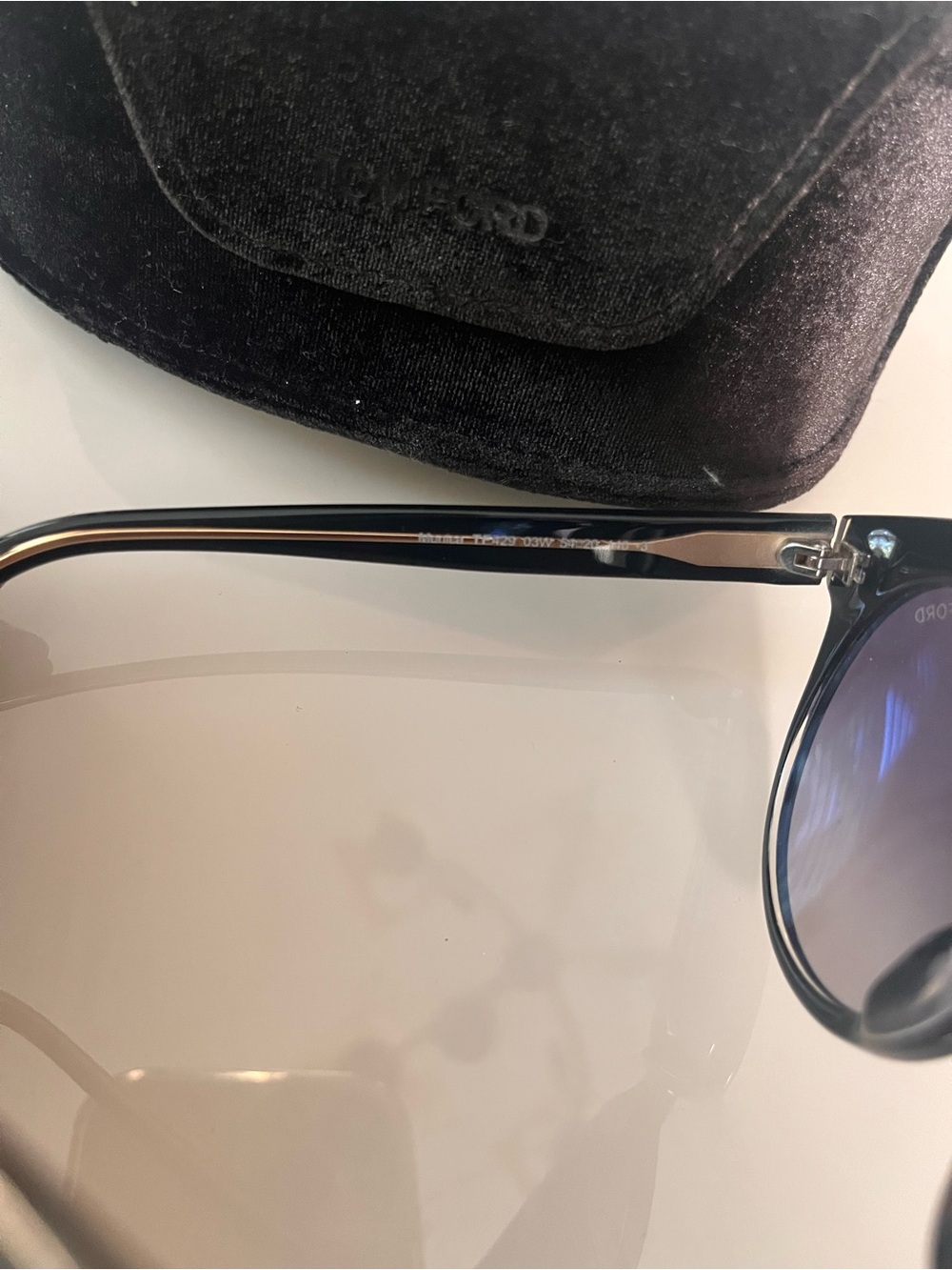 Tom Ford Black Sunglasses with Gold Temples - Picture 3 of 4